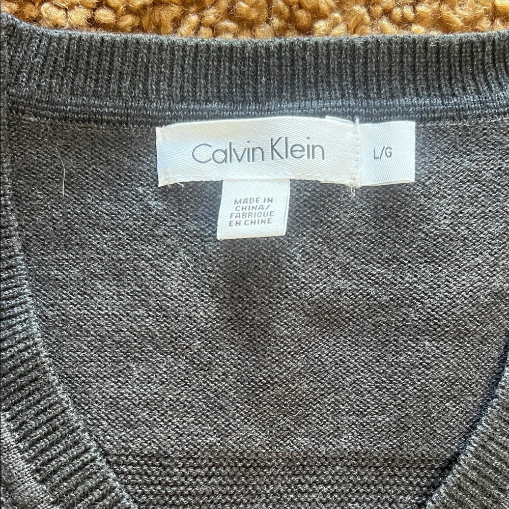 Calvin Klein Dark Gray V-Neck Sweater - Picture 2 of 5